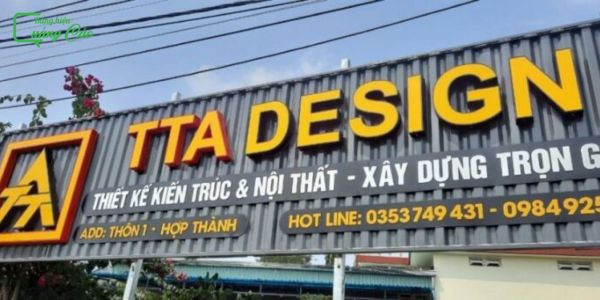 Bảng hiệu công ty xây dựng inox ăn mòn TTa Design
