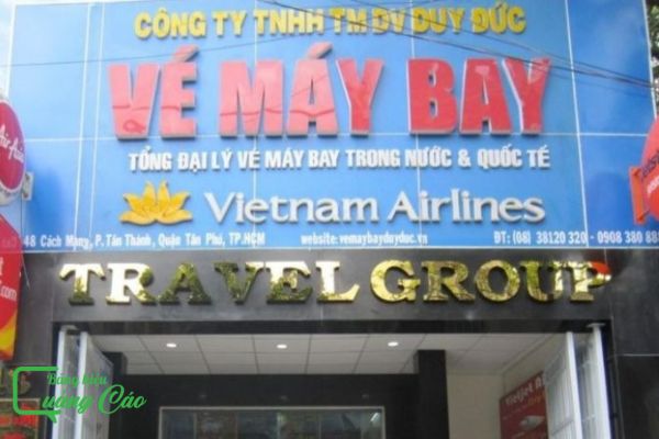 Bảng hiệu đại lý bán vé may bay chữ nổi DV Duy Đức
