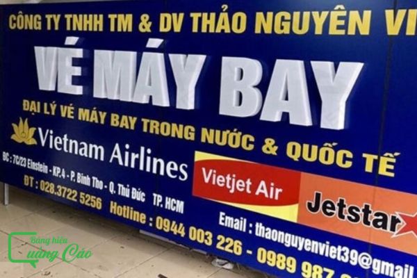 Bảng hiệu đại lý bán vé máy bay DV Thảo Nguyên