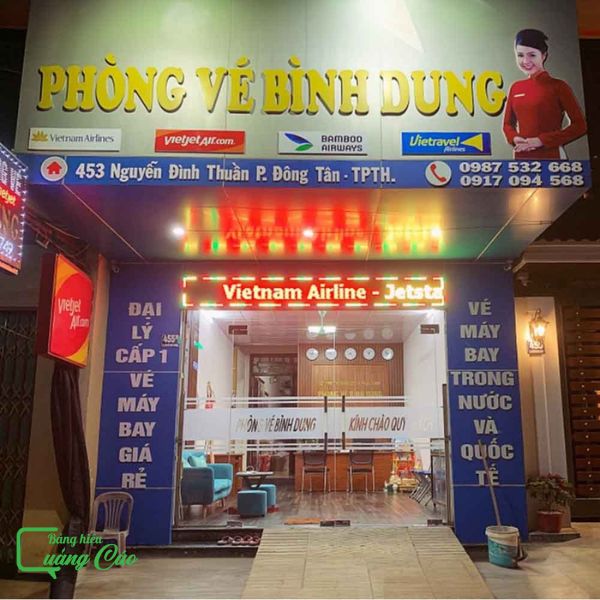 Bảng hiệu đại lý bán vé máy bay LED điện tử Bình Dung