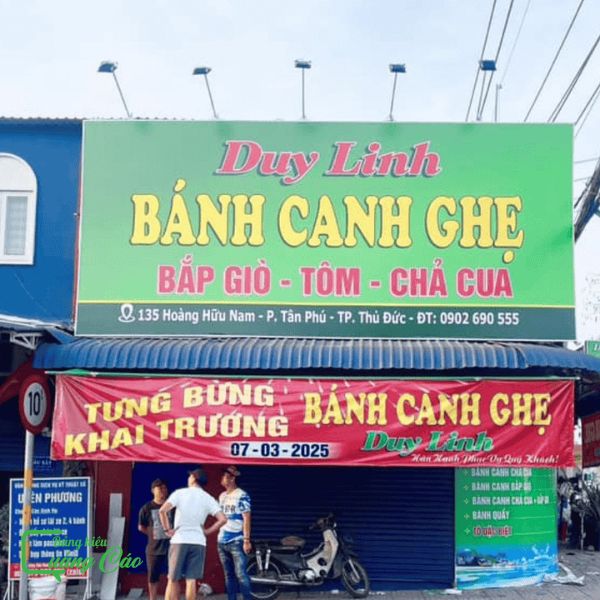 Thi công bảng hiệu quán bánh canh ghẹ Duy Linh
