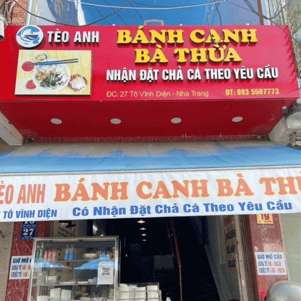 Bảng hiệu quán bánh canh Bà Thừa chất liệu alu