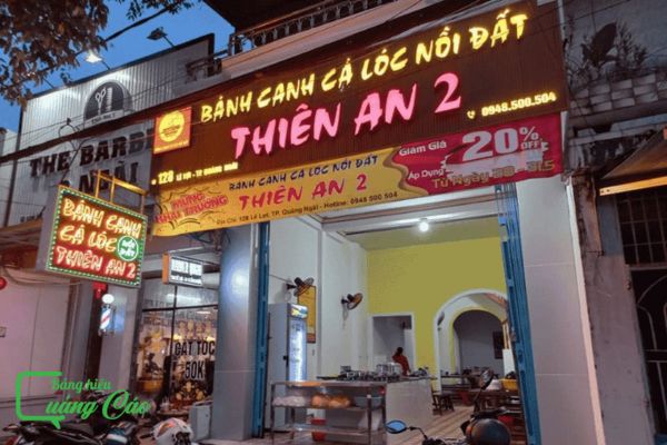 Bảng hiệu quán bánh canh cá lốc nồi đất Thiên An 2