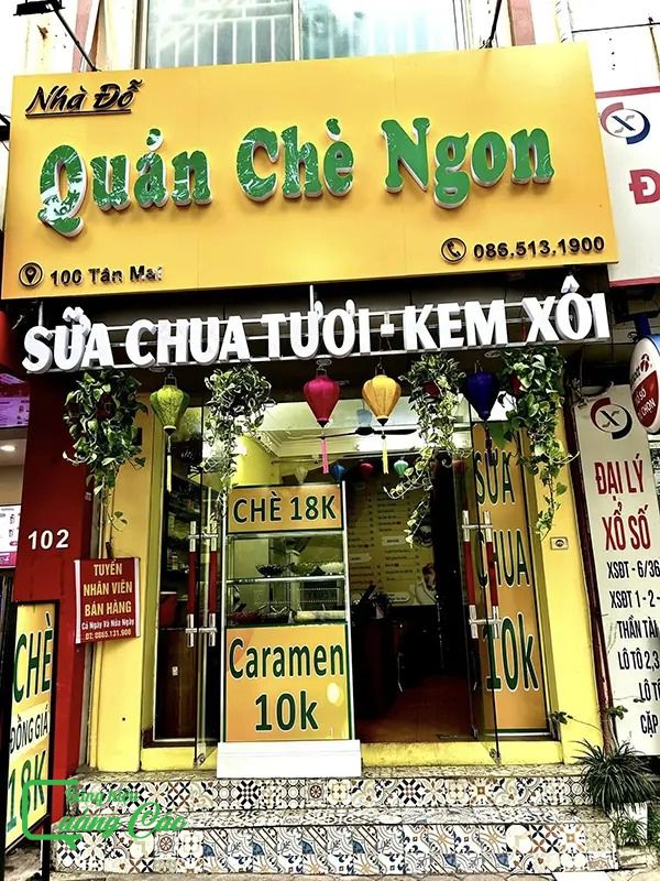 Mẫu bảng hiệu quán chè Nhà Đỗ chữ nổi mica