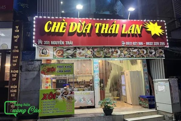 Mẫu ảng hiệu quán chè hộp đèn Chè Dừa Thái Lan