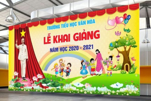 Mẫu backdrop cho trường tiểu học Văn Hòa