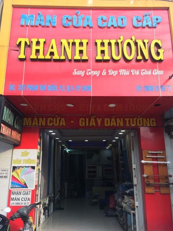 Bảng hiệu cửa hàng rèm cửa chữ nổi mica Thanh Hương