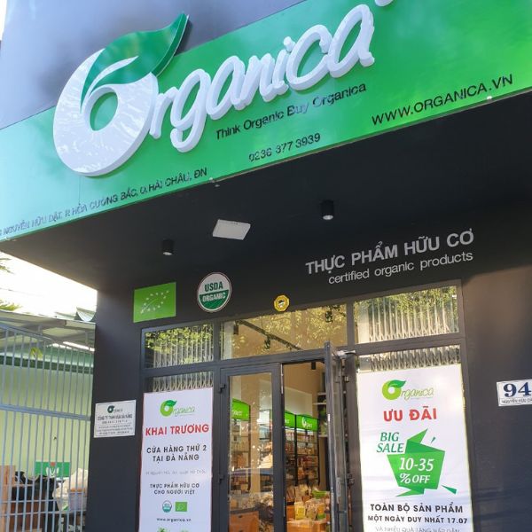 Bảng hiệu cửa hàng thực phẩm chữ nổi Organica