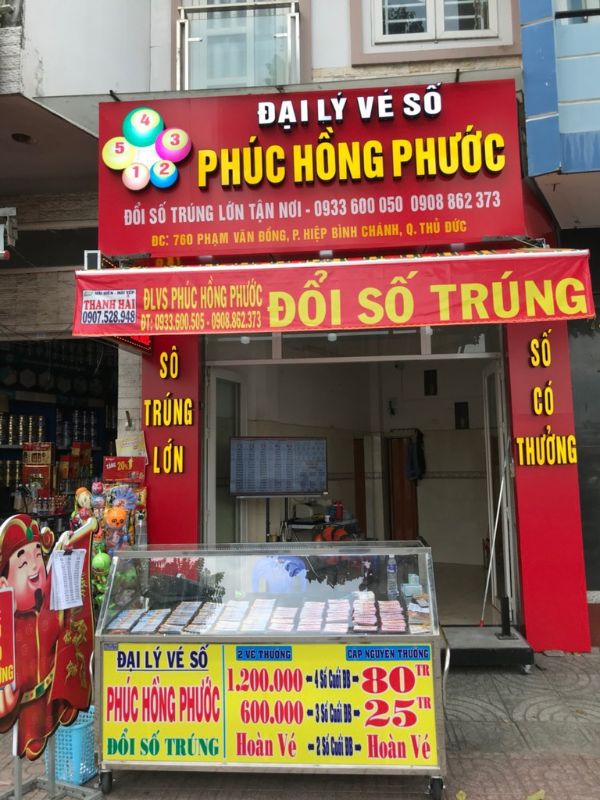 Bảng hiệu đại lý vé số Phúc Hồng Phước