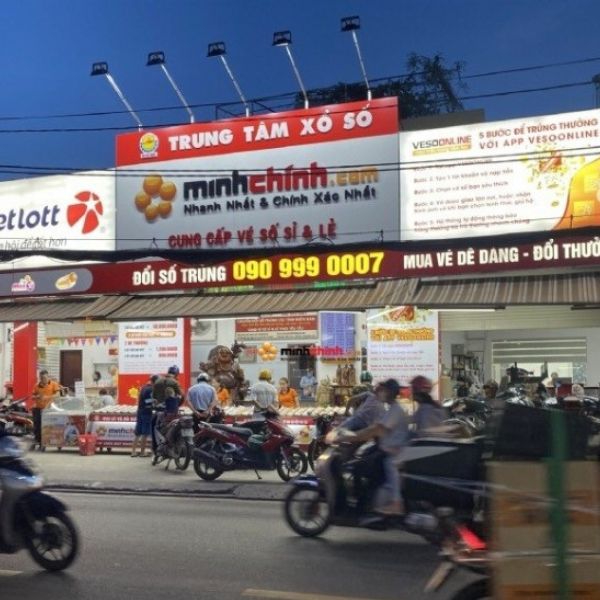 Bảng hiệu đại lý vé số Minh Chính