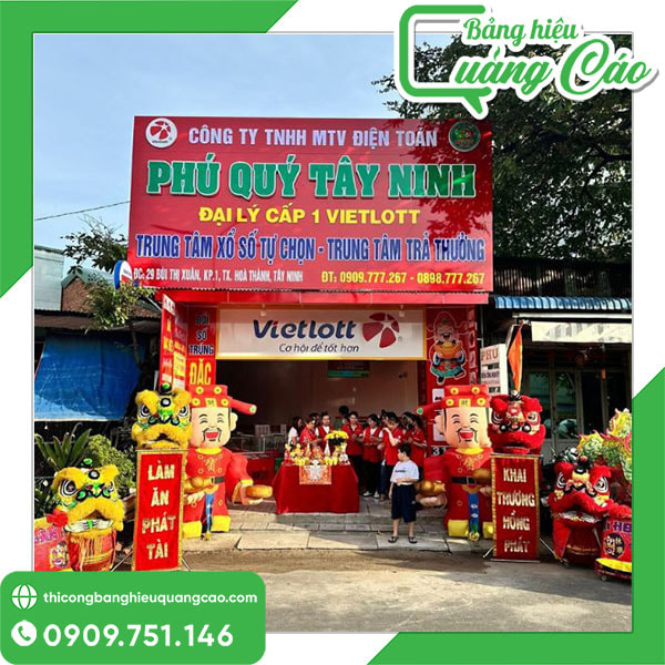 Bảng hiệu đại lý vé số nổi bật, thu hút