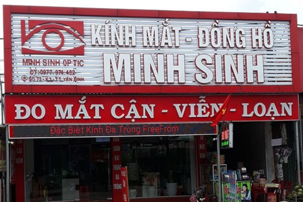 Bảng hiệu mắt kính Minh Sinh