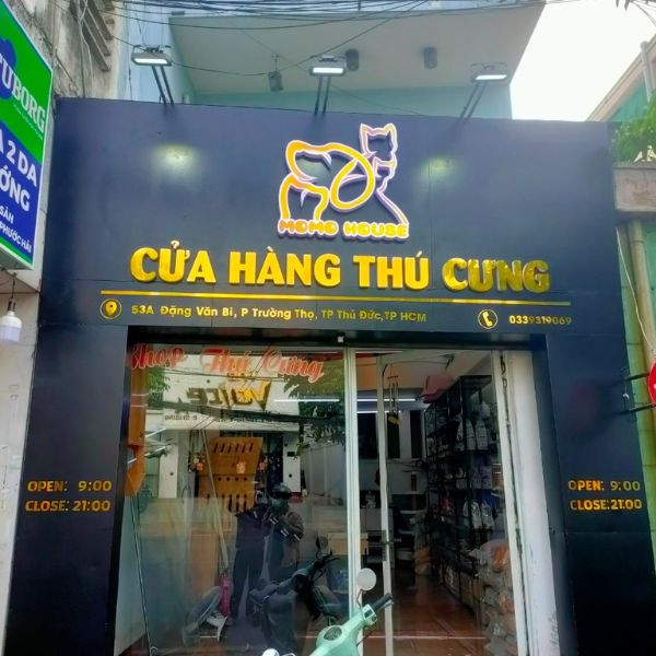 Làm bảng hiệu inox vàng gương pet shop thu cưng