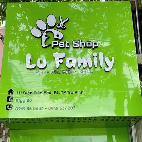 Bảng hiệu aly pet shop thú cưng Lu Family