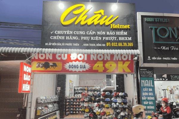 Bảng hiệu shop nón bảo hiểm chữ nổi alu chuyên nghiệp