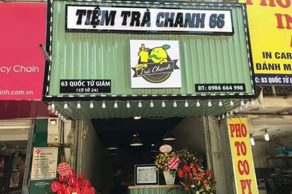 Bảng hiệu tiệm trà chanh tôn sóng đẹp