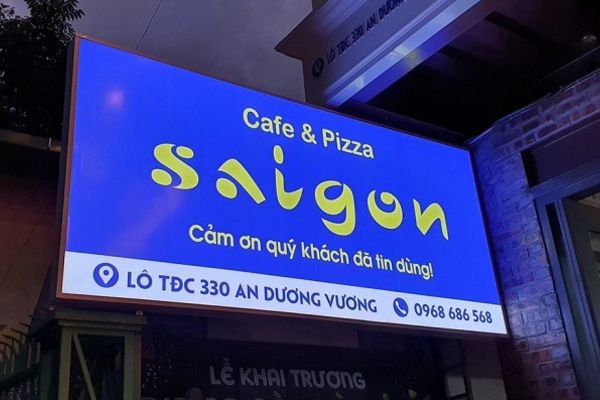 Biển quảng cáo hộp đèn bạt 3M Coffe&Pizza Saigon