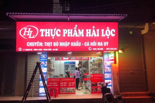 Biển hộp đèn 3M cửa hàng thực phẩm Hải Lộc