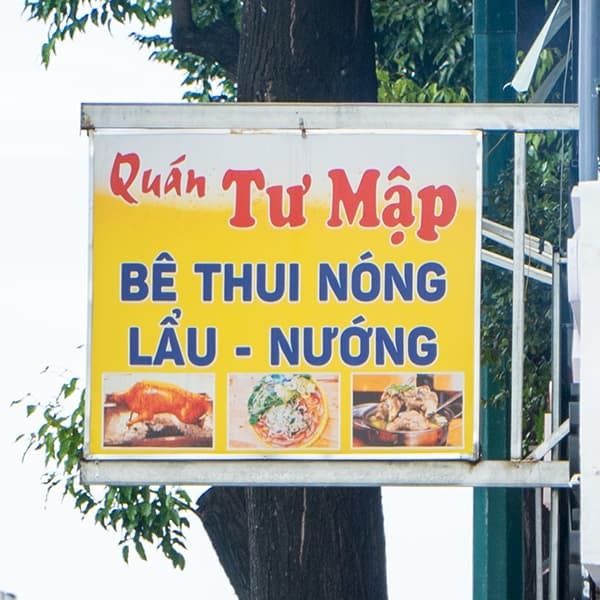 Biển vẫy bạt quán nhậu Tư Mập