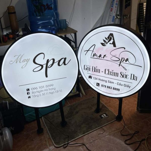 Biễn vẫy hộp đèn mica hút nổi tiệm Spa