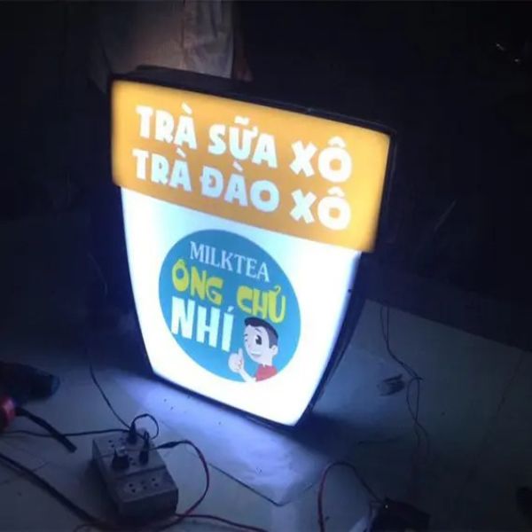 Biển vẫy hộp đèn trà sữa xô