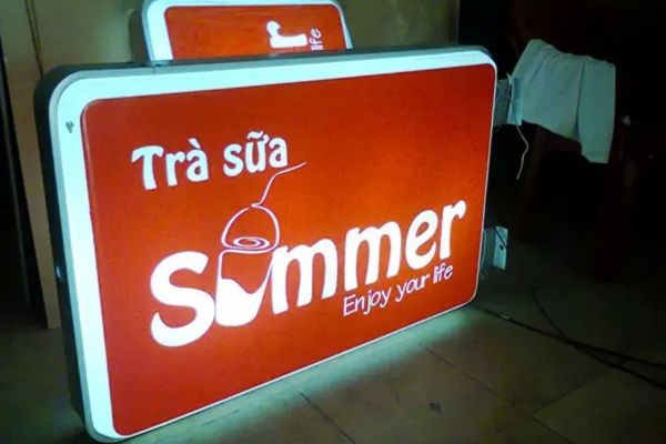 Biển vẫy trà sữa vuông hộp đèn