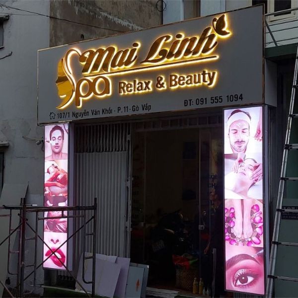 Chữ nổi alu gương vàng Spa Mai Linh