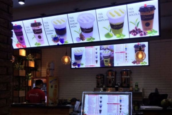 Làm biển hộp đèn LED menu quán nước