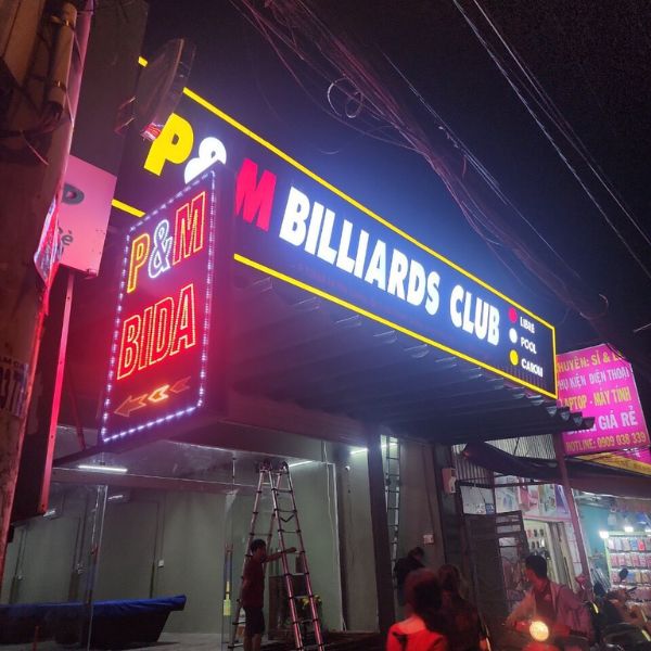 Làm bảng hiệu quán Billards Club đèn LED phường Tây Thạnh