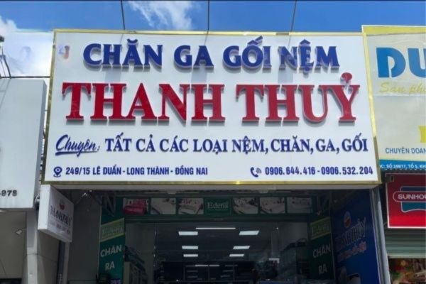 Thi công bảng hiệu chữ nổi chăn ga gối nệm