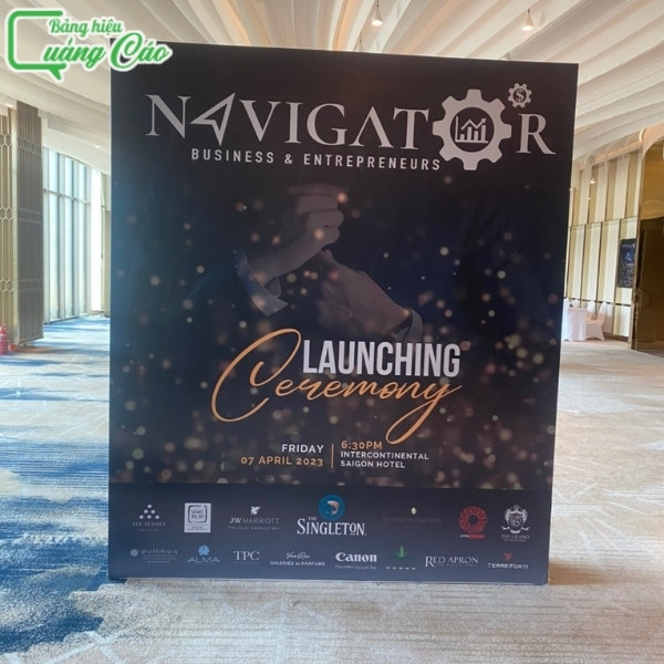 Mẫu backdrop sự kiện lauching ceremony của Navigator tại quận 4