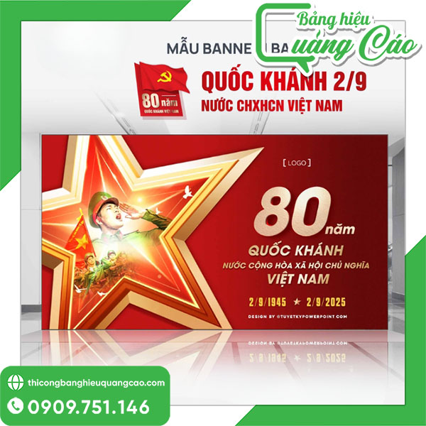 Mẫu backdrop 2/9 đẹp, trang trọng