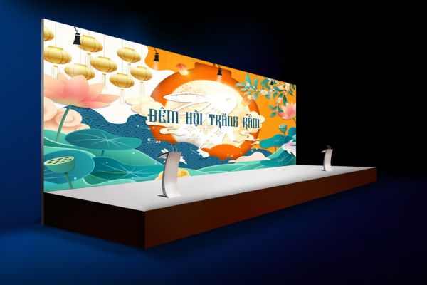 Mẫu backdrop trung thu với thiết kế hiện đại, đẹp