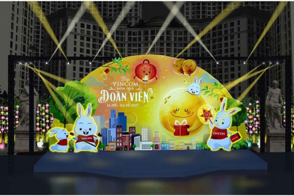 Mẫu backdrop trung thu với thiết kế tối giản, đơn giản