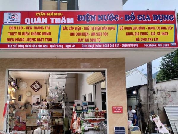 Bảng hiệu cửa hàng đồ gia dụng Quân Thắm