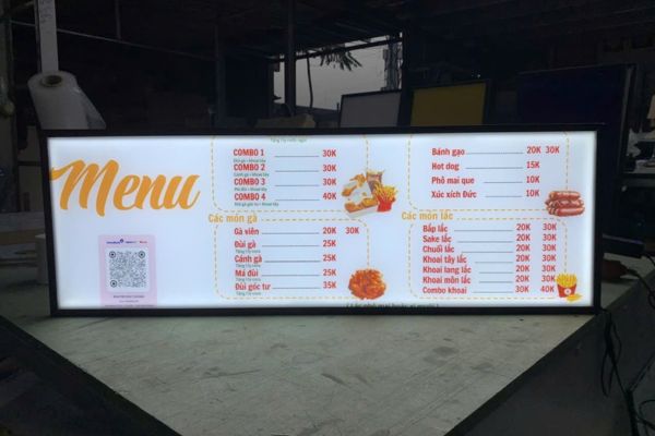 Thi công bảng menu hộp đèn LED