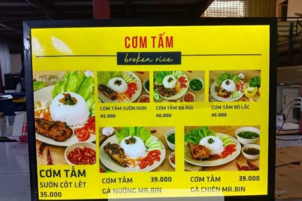 Bảng menu đèn LED quán cơm Tấm