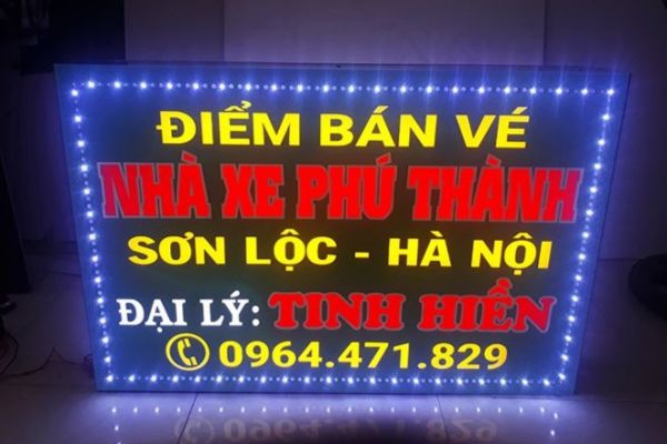 Biển hộp đèn alu âm bảng đại lý bán vé xe