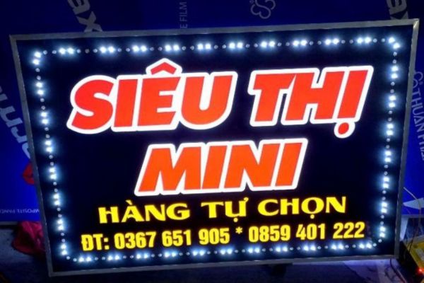 Hộp đèn alu âm bảng Siêu Thị Mini