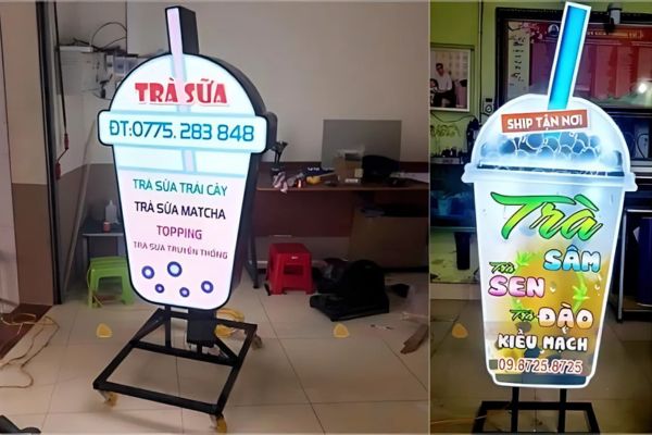Thi công biển hộp đèn ly trà sữa tại TPHCM
