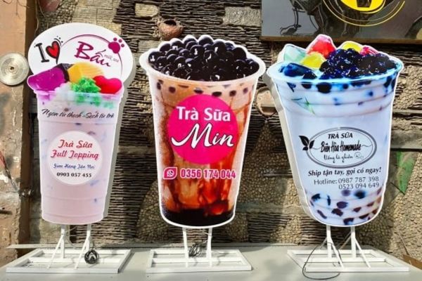 Mẫu hộp đèn ly trà sữa phổ biến