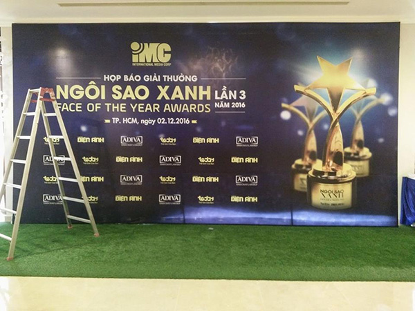 Thi công backdrop họp báo giải thưởng Ngôi Sao Xanh