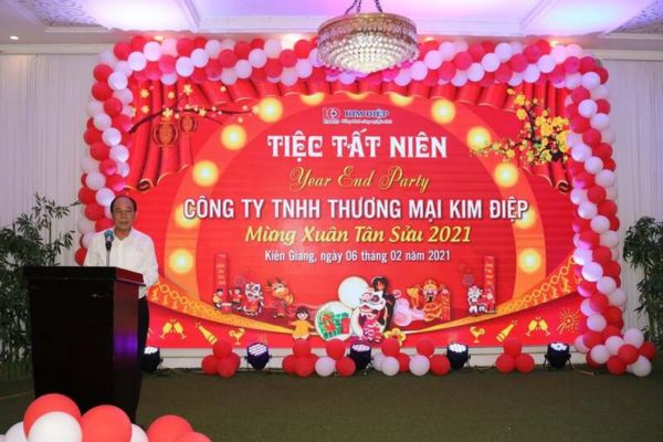 Mẫu backdrop tiệc tất niên công ty cuối năm