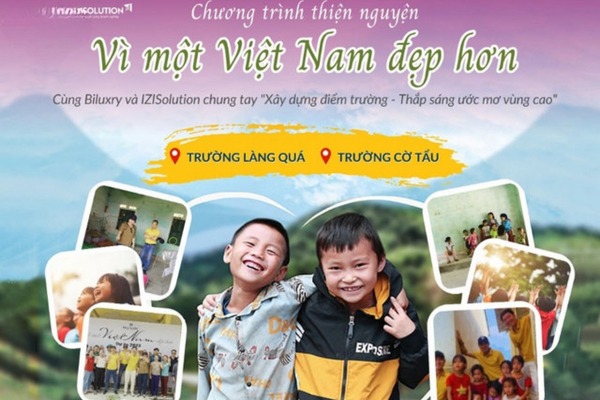 Mẫu thiết kế backdrop từ thiện các em vùng cao