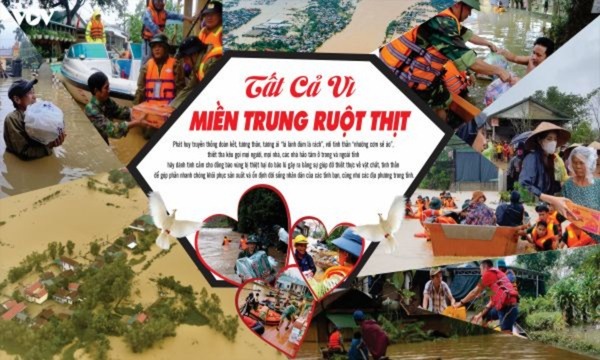 Mẫu backdrop từ thiện quyên góp miền Trung