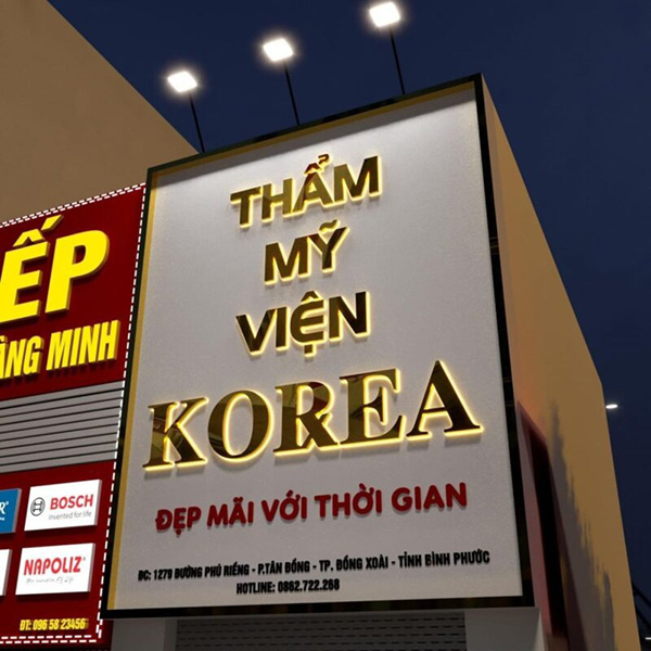 Mẫu thiết kế bảng hiệu alu gương trắng