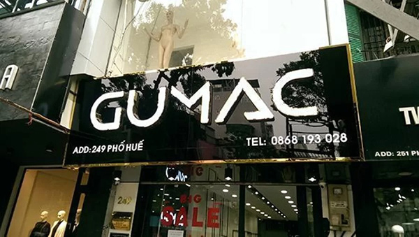 Mẫu bảng hiệu alu gương đen GUMAC