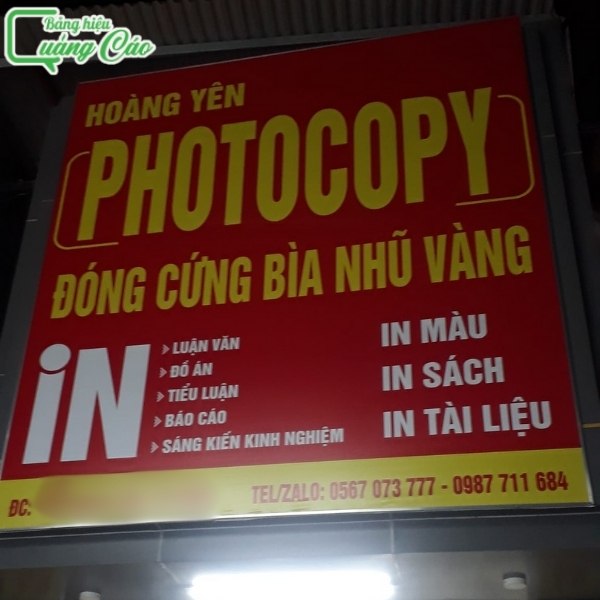Bảng hiệu photocopy hộp đèn bắt mắt
