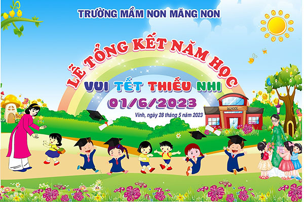 Mẫu backdrop lễ tổng kết trường mầm non măng non