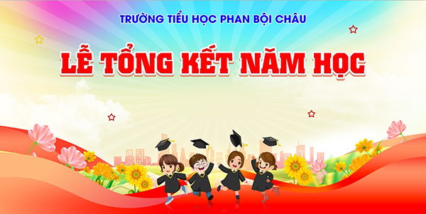 Mẫu backdrop lễ tổng kế trường Phan Bội Châu